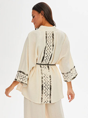 Resort Zigzag Baskılı Müslin Kimono 68802