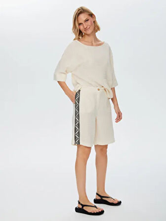 Resort Yanları Baskılı Müslin Şort 68809