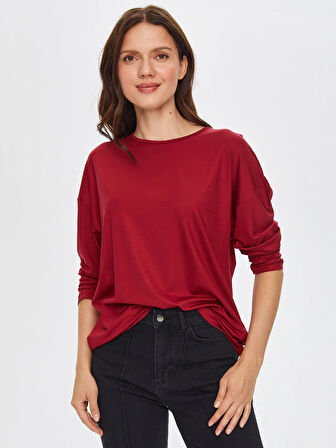 Faik Sönmez Yuvarlak Yaka Kadın Uzun Kol T-shirt 69026