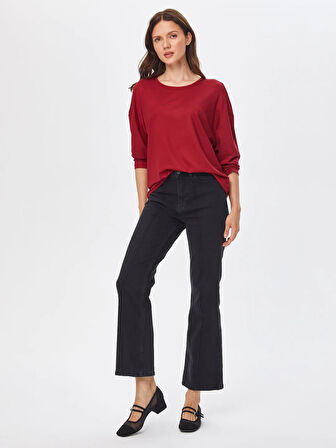 Faik Sönmez Yuvarlak Yaka Kadın Uzun Kol T-shirt 69026