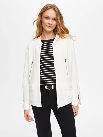 Faik Sönmez Fermuar ve Çıtçıt Detaylı Kadın Bomber Ceket 69166