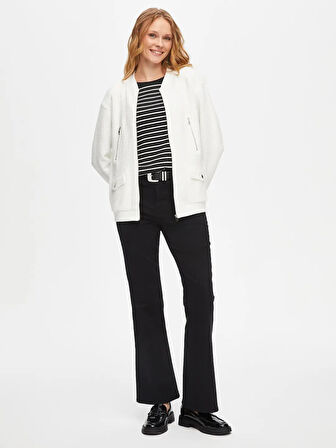 Faik Sönmez Fermuar ve Çıtçıt Detaylı Kadın Bomber Ceket 69166