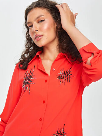 Faik Sönmez Boncuk Nakış Detaylı Kadın Gömlek 69297