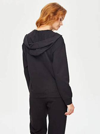 Delik İşi Nakış Detaylı Kapüşonlu Eşofman Üst 69274