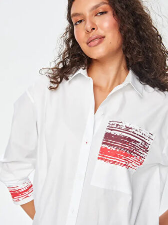 Degrade Baskı Detaylı Poplin Gömlek 69296