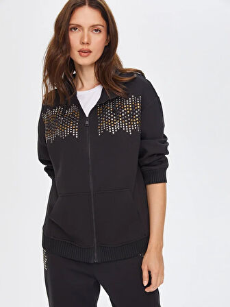 Trok Taş Detaylı Kapüşonlu Eşofman Üst 69272