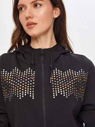 Trok Taş Detaylı Kapüşonlu Eşofman Üst 69272