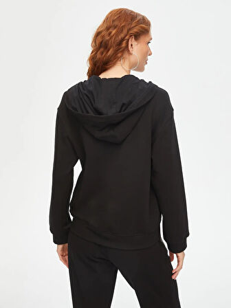 Faik Sönmez Boncuk Kelebek Nakışlı Kapüşonlu Kadın Eşofman Üstü 69273