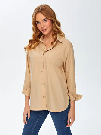 Ayarlanabilir Manşetli Düğme Detaylı Poplin Tunik 69606