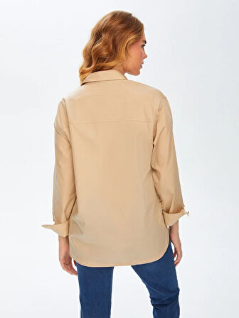 Ayarlanabilir Manşetli Düğme Detaylı Poplin Tunik 69606