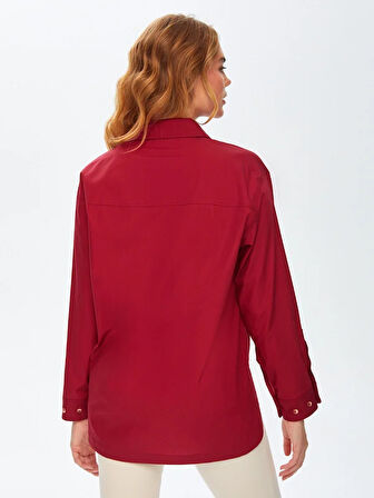 Ayarlanabilir Manşetli Düğme Detaylı Poplin Tunik 69606