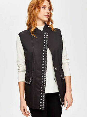 Troklu Şerit Detaylı Beli Tünelli İçi Kapitone Yelek 69451