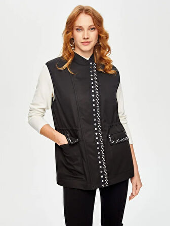 Troklu Şerit Detaylı Beli Tünelli İçi Kapitone Yelek 69451