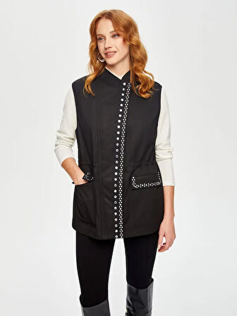 Troklu Şerit Detaylı Beli Tünelli İçi Kapitone Yelek 69451