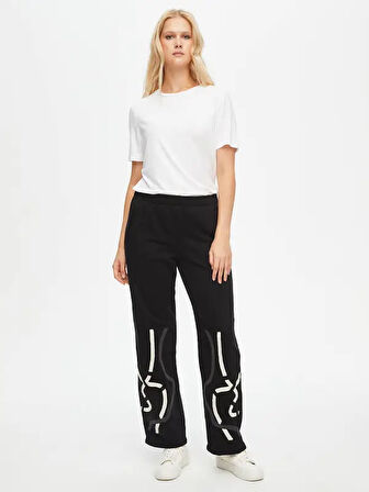 Soyut Nakış Detaylı Eşofman Alt 69249