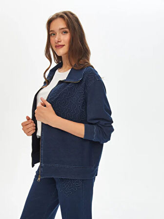 Nakış Detaylı Önü Fermuarlı Eşofman ÜSt 69275