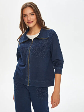 Nakış Detaylı Önü Fermuarlı Eşofman ÜSt 69275