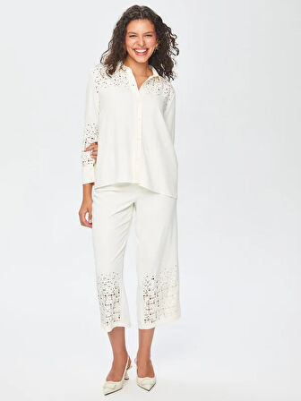 Delik İşli Uzun Kollu Şık Gömlek 69298