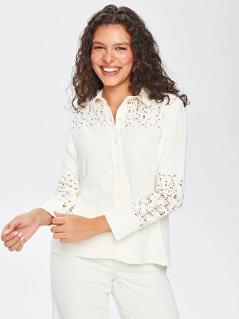 Delik İşli Uzun Kollu Şık Gömlek 69298