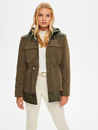 Beli Tünelli Kapüşonlu Kapitone Kaban 69423