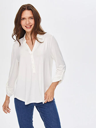 Kaçık Yaka Uzun Kollu T-Shirt 00015-1