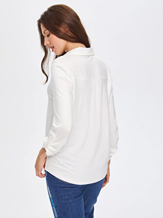 Kaçık Yaka Uzun Kollu T-Shirt 00015-1