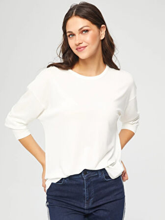 Faik Sönmez Yuvarlak Yaka Kadın Uzun Kol T-shirt 00019-1