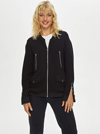 Faik Sönmez Fermuar ve Çıtçıt Detaylı Kadın Bomber Ceket 69166