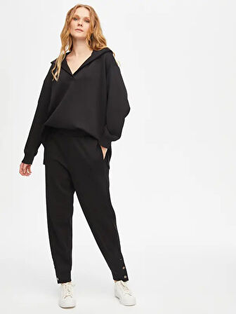 Paçası Çıtçıt Detaylı Comfort Fit Örme Pantolon 69495
