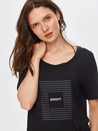 Önü Brıght Baskılı Yuvarlak Yaka T-Shirt 69544