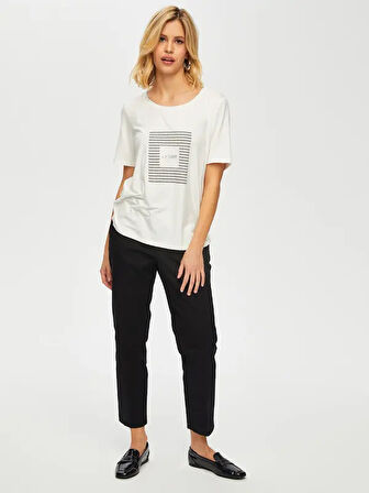 Önü Brıght Baskılı Yuvarlak Yaka T-Shirt 69544