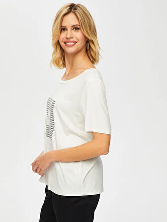 Önü Brıght Baskılı Yuvarlak Yaka T-Shirt 69544