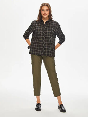 Trok Taşlı Kareli Krinkl Gömlek 69314