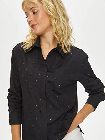 Taşlı Poplin Gömlek 69309