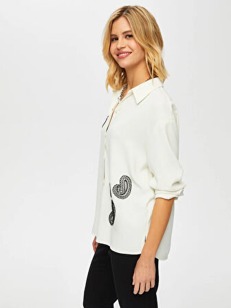 Paisley Boncuk Nakışlı Gömlek 69310