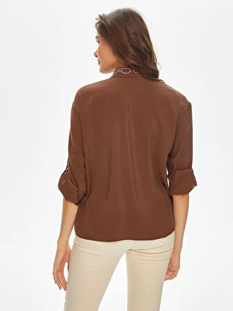 Trok Taş Süslemeli Modallı Gömlek 69313