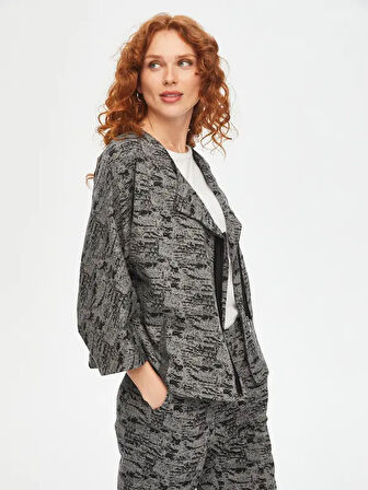 Kendinden Jakarlı Casual Form Örme Ceket 69193