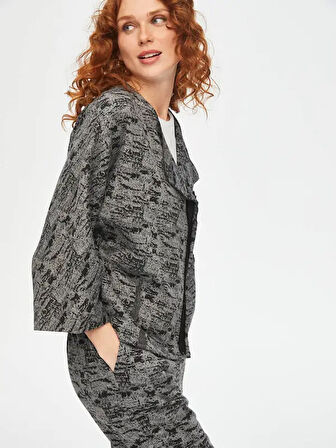 Kendinden Jakarlı Casual Form Örme Ceket 69193