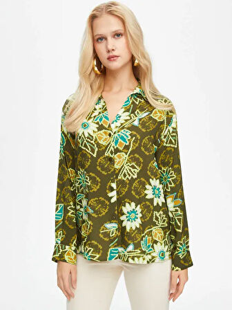 Çiçek Desenli Viskon Gömlek 69307