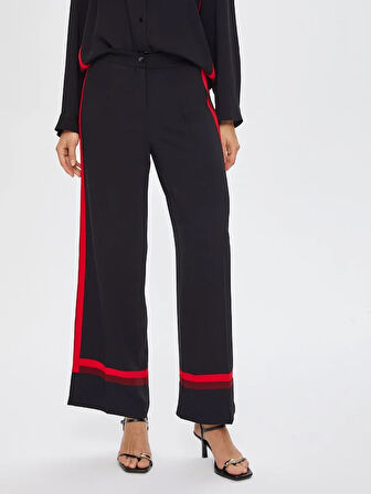 Kontrast Şeritli Wıde Leg Fıt  Pantolon 69471