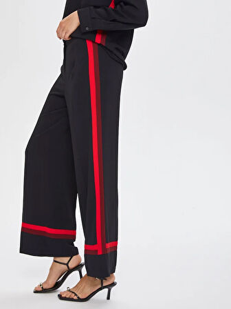 Kontrast Şeritli Wıde Leg Fıt  Pantolon 69471