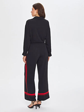 Kontrast Şeritli Wıde Leg Fıt  Pantolon 69471