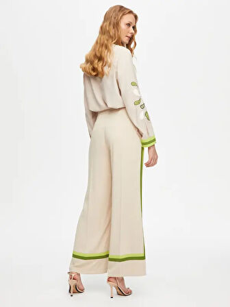 Kontrast Şeritli Wide Leg Fit  Pantolon 69471