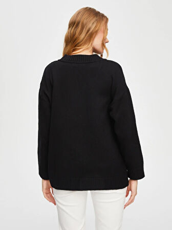 Çiçek Nakış Detaylı Triko Hırka 69652