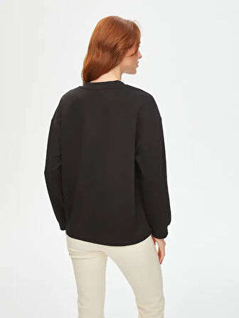 Önü Trok Taşlı V Yaka Sweatshirt 69509