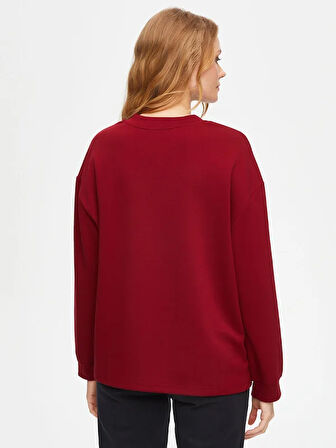 Önü Trok Taşlı V Yaka Sweatshirt 69509