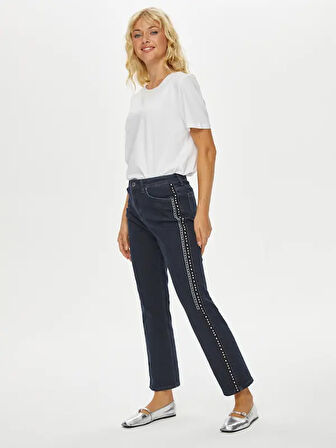 Yanı Şerit Detaylı Slım Fit Jean Pantolon 69356