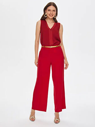 Wide Leg Fit Şık Krep Pantolon 69473