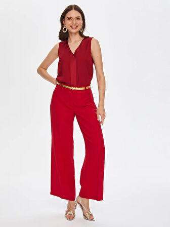 Wide Leg Fit Şık Krep Pantolon 69473