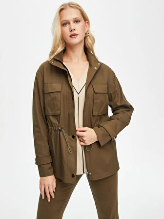 Beli Tünelli Kapüşonlu Kısa Trençkot 69525